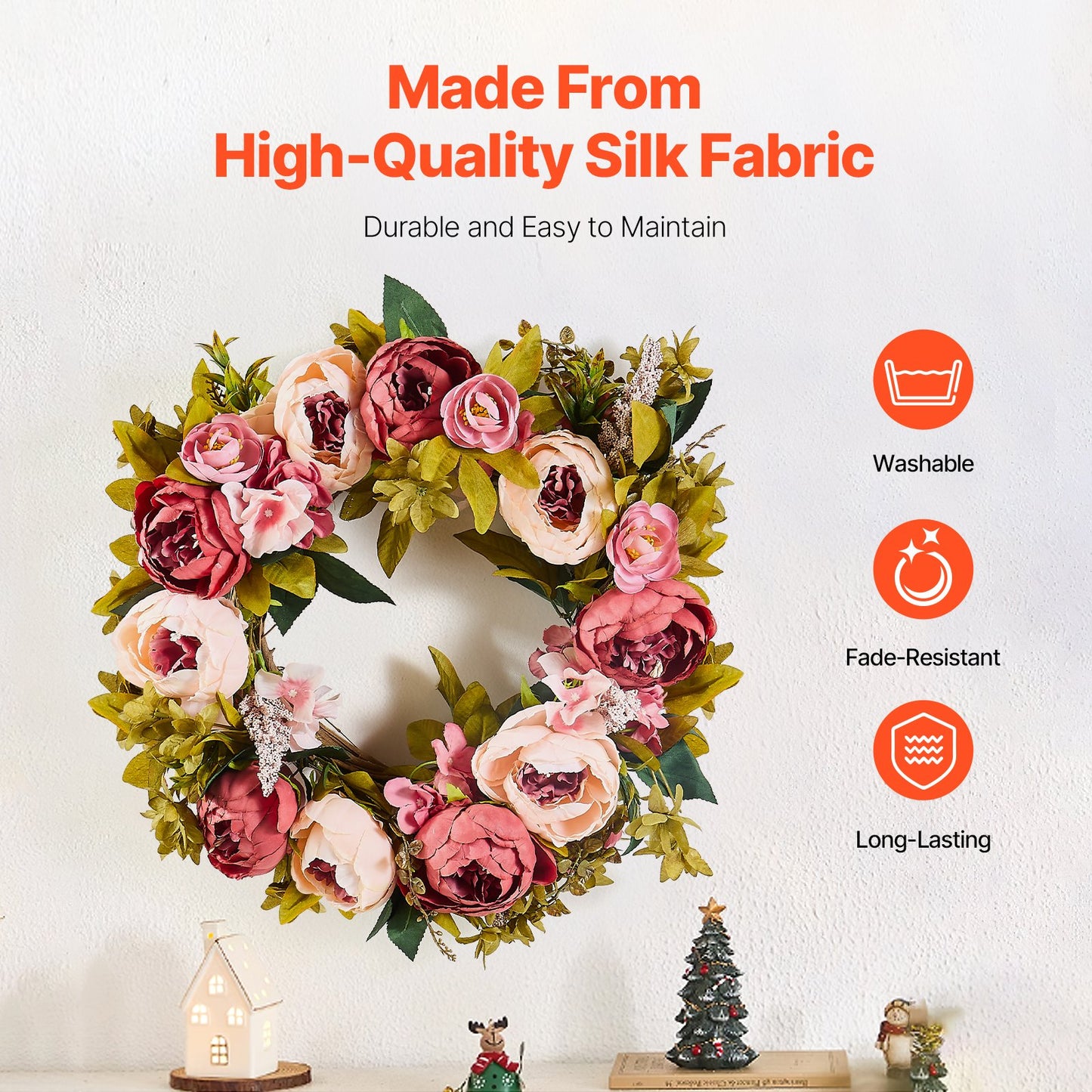 Artificial Decorative Wreath 19 In Pink Peonies Hydrangeas Year Round Wreath
