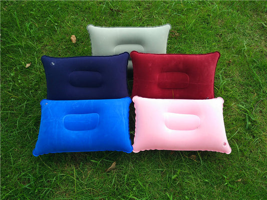 Wholesale Outdoor Pvc Pillows Travel Camping Thick Flocking RectangularInflatable Pillows Nap Companion Square Pillow