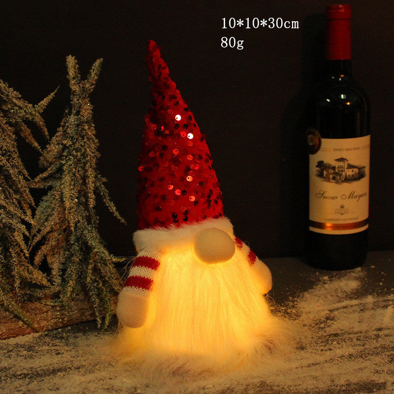 Christmas Decoration Sequins With Lights Rudolph Doll