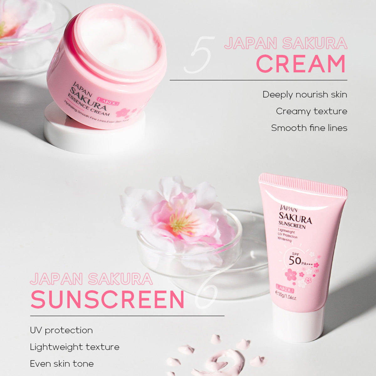 Skin Care Set JAPAN SAKURA Women Beauty Gift Sets {6ps}