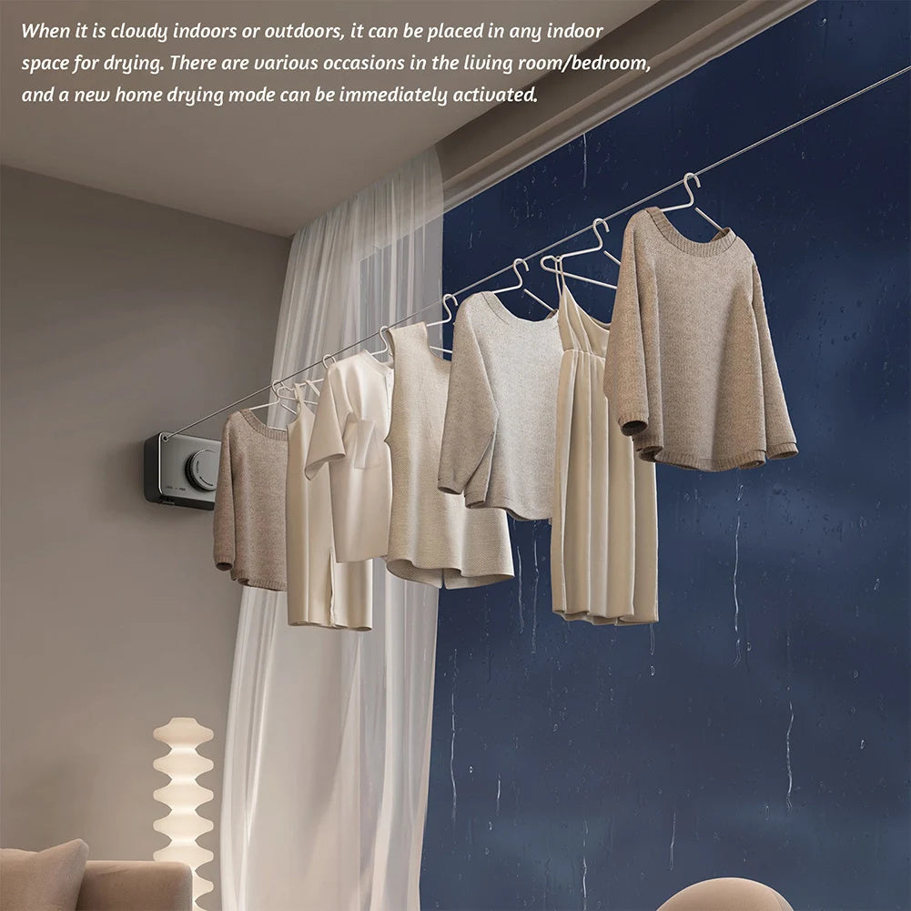 Wall Hanging Laundry Line Household Wire Telescopic Clothesline Rust-Proof Anti-Sagging Laundry Line For Indoor OutdoorWall Hanging Laundry Line