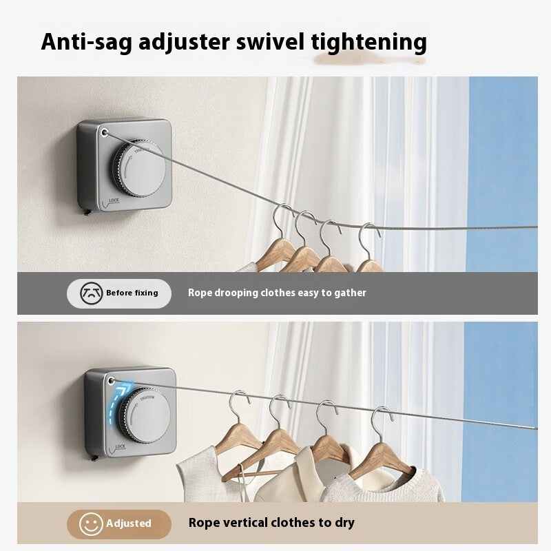 Wall Hanging Laundry Line Household Wire Telescopic Clothesline Rust-Proof Anti-Sagging Laundry Line For Indoor OutdoorWall Hanging Laundry Line