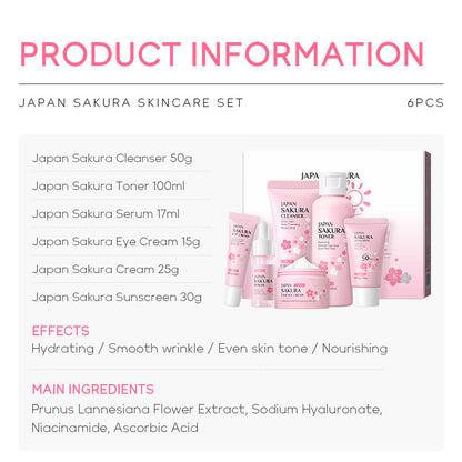Skin Care Set JAPAN SAKURA Women Beauty Gift Sets {6ps}