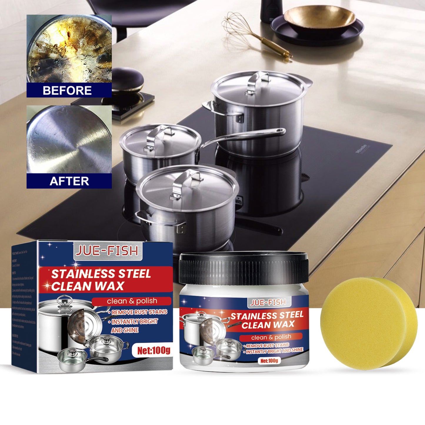 Stainless Steel Cleaning Cream Kitchen Kitchenware Pot Stove Heavy Oil Stain Rust And Scale Removal