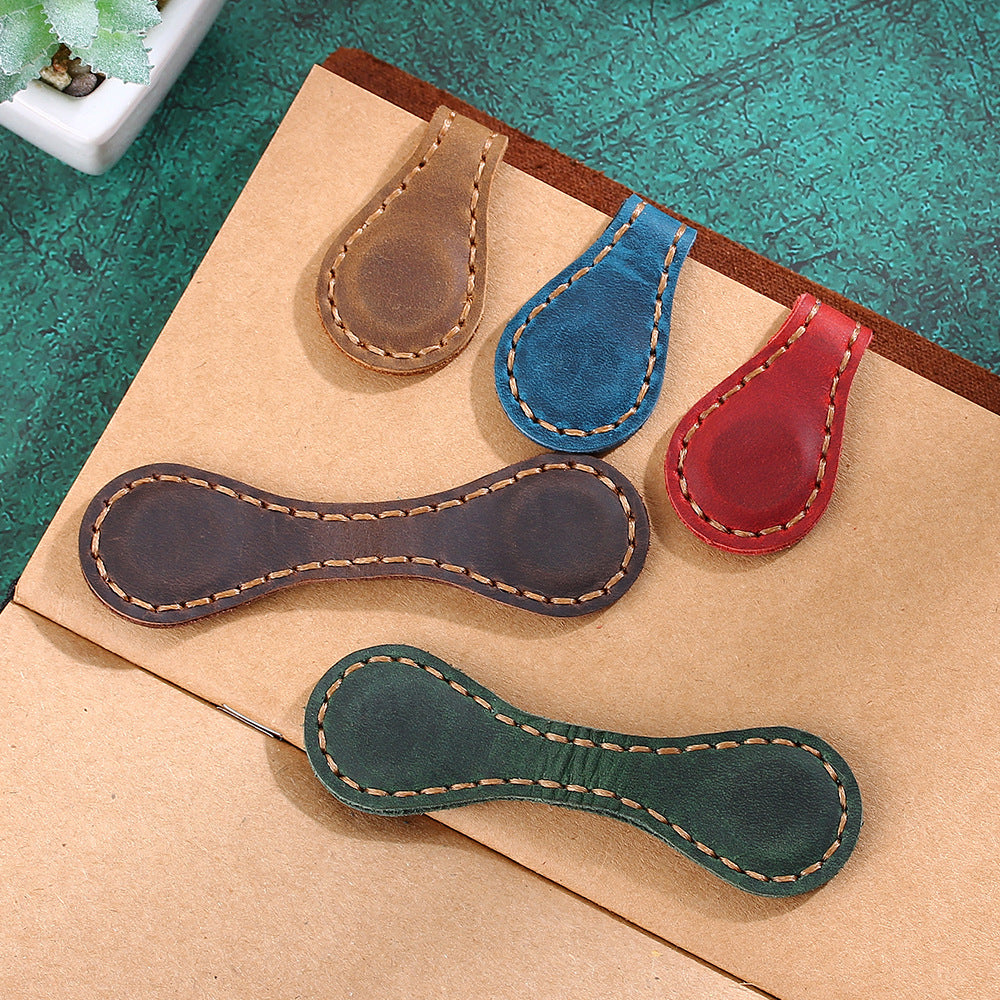 Crazy Horse Leather Magnetic Bookmark Handmade