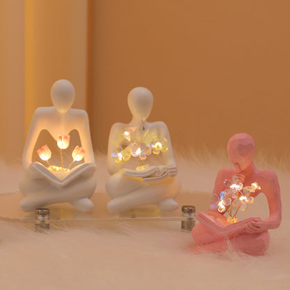 Silence Is The Golden Thinker Small Night Lamp Bouquet Handmade Ornaments Home Decor
