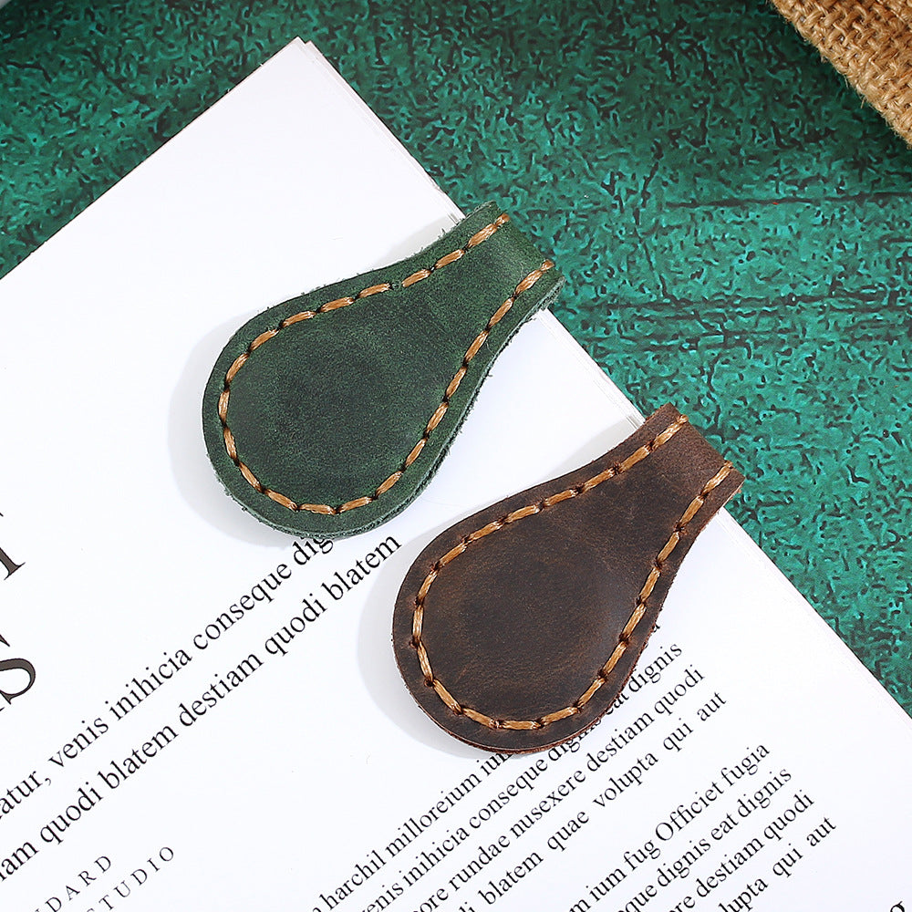 Crazy Horse Leather Magnetic Bookmark Handmade
