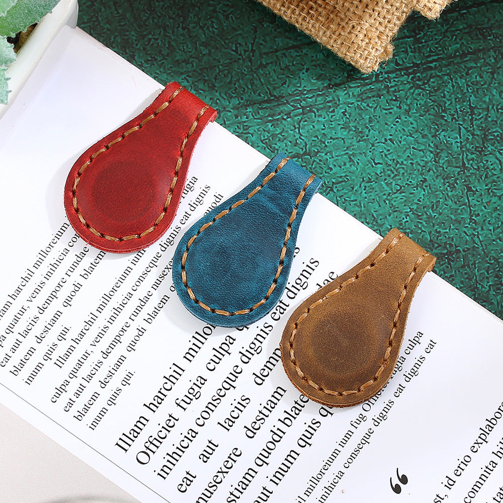 Crazy Horse Leather Magnetic Bookmark Handmade