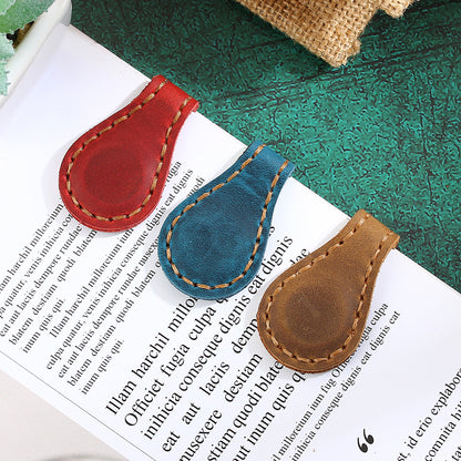 Crazy Horse Leather Magnetic Bookmark Handmade