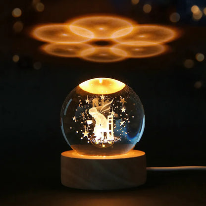 Engraved Crystal Planet Night Light