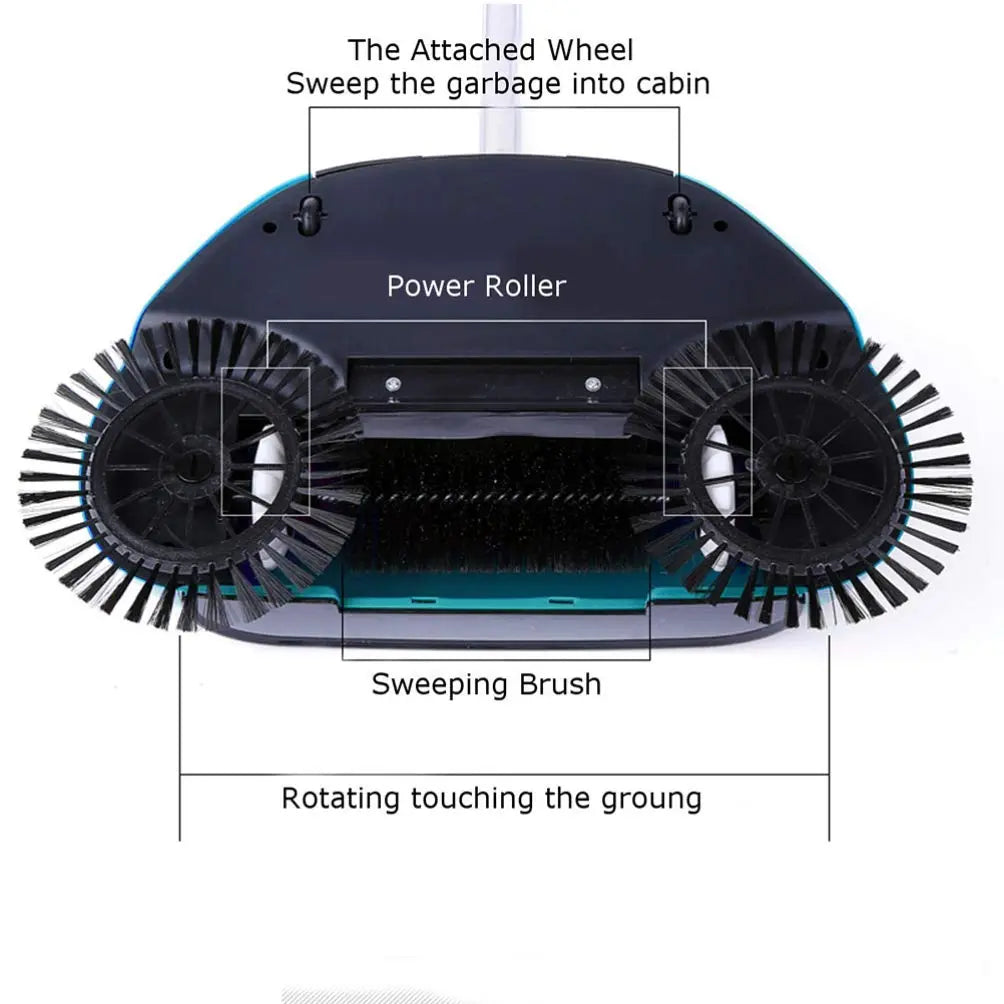 360° Rotating Manual Floor Sweeper