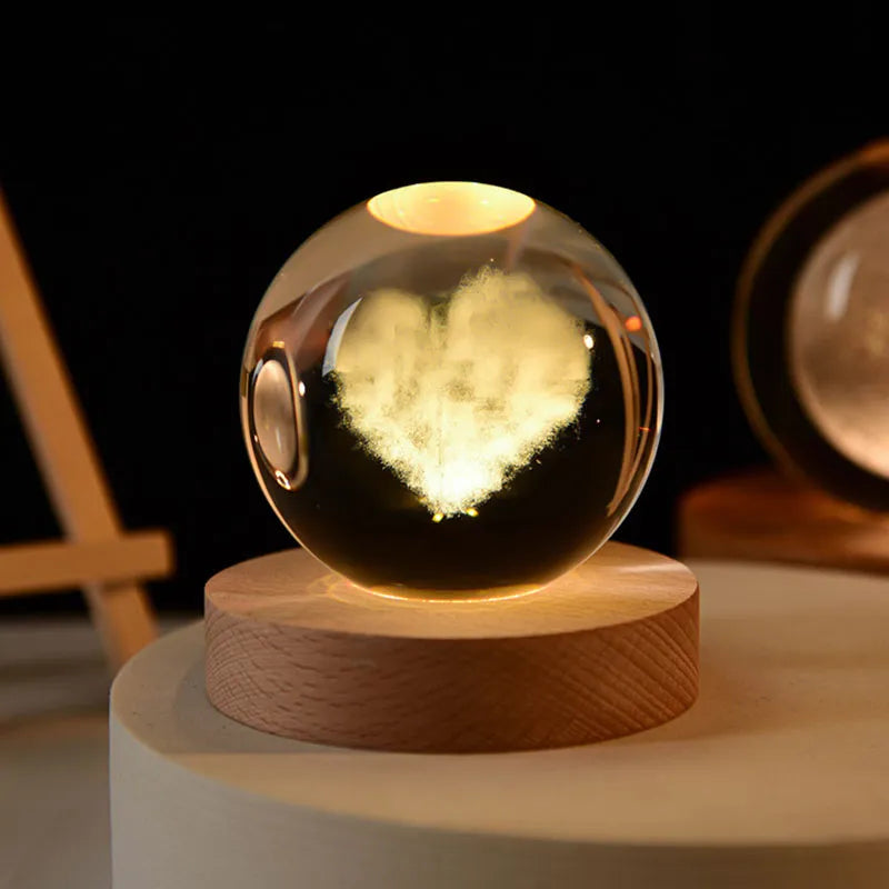 Engraved Crystal Planet Night Light