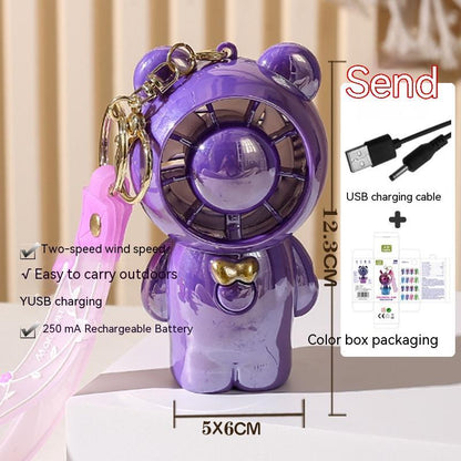 Student Summer Cartoon Fan Pendant Keychain