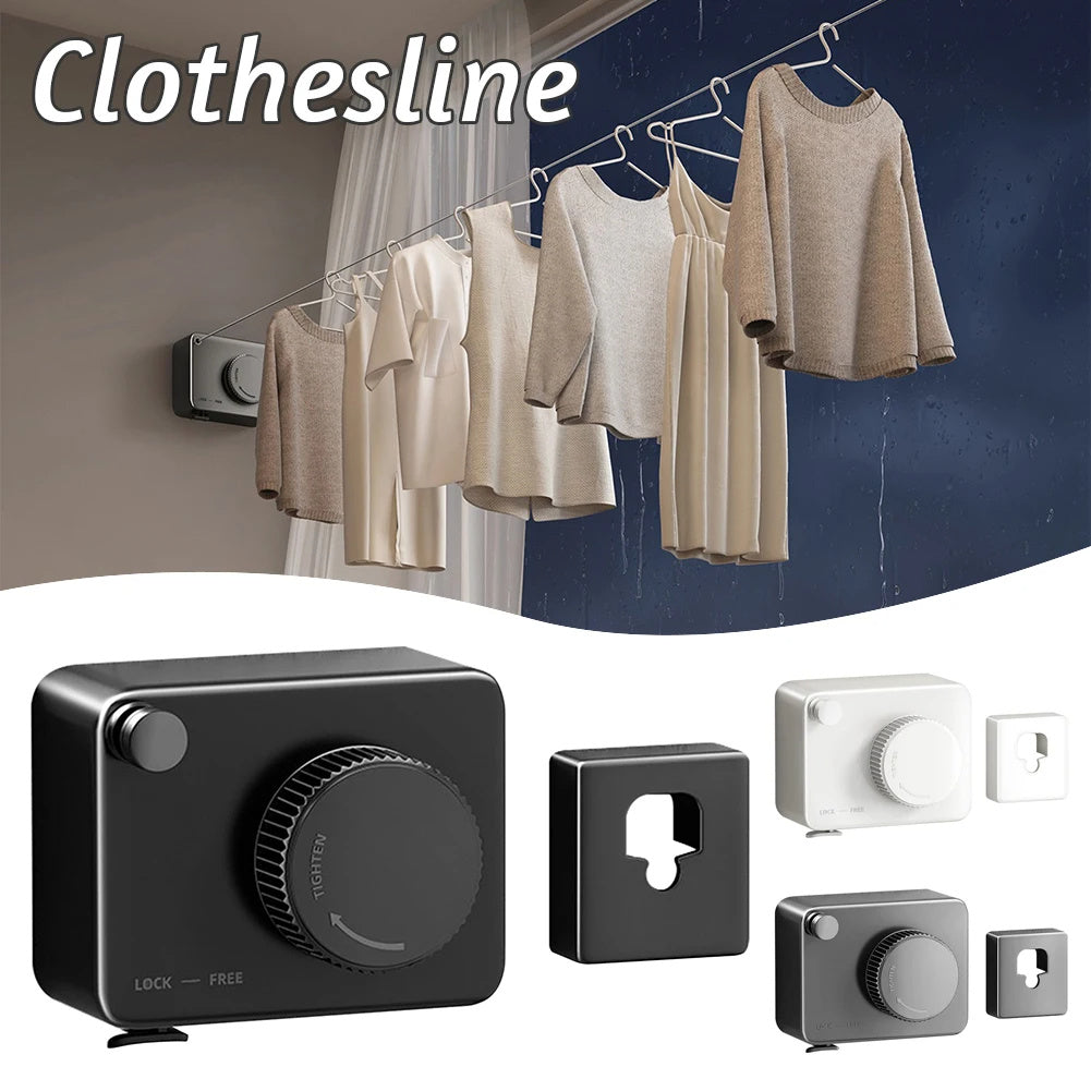 Wall Hanging Laundry Line Household Wire Telescopic Clothesline Rust-Proof Anti-Sagging Laundry Line For Indoor OutdoorWall Hanging Laundry Line