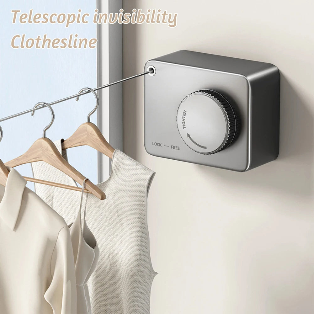 Wall Hanging Laundry Line Household Wire Telescopic Clothesline Rust-Proof Anti-Sagging Laundry Line For Indoor OutdoorWall Hanging Laundry Line