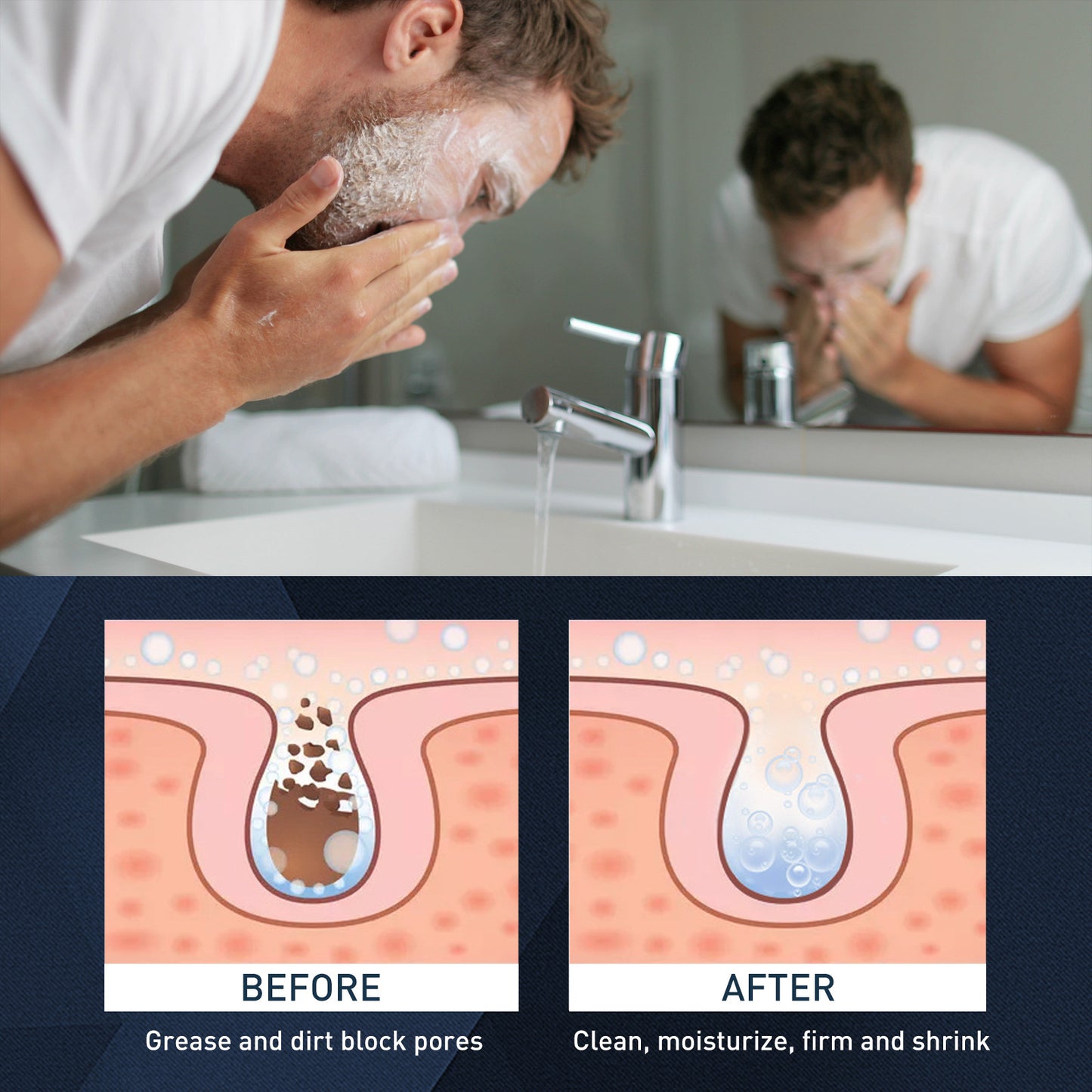 Men's Exfoliating Mousse Mild Skin Cleaning Acne Removing Shrink Pores Oil Control