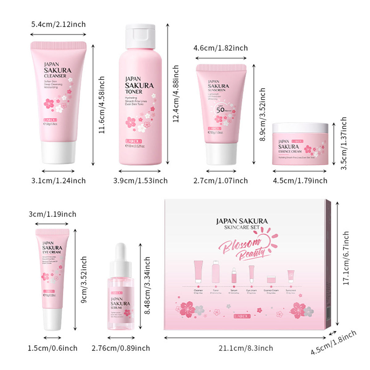 Skin Care Set JAPAN SAKURA Women Beauty Gift Sets {6ps}